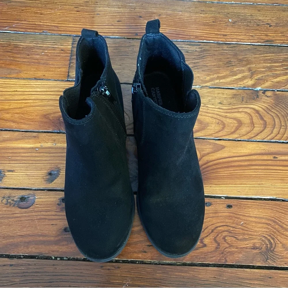 Harper Canyon Black Wedge Ankle Booties with Glitter Size 5 Kids Womens Size 7